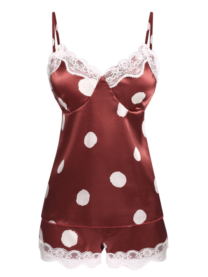 Polka Dot Lace Camisole Sleepwear, vintage fashion, retro style - perfect for women who love vintage and retro fashion