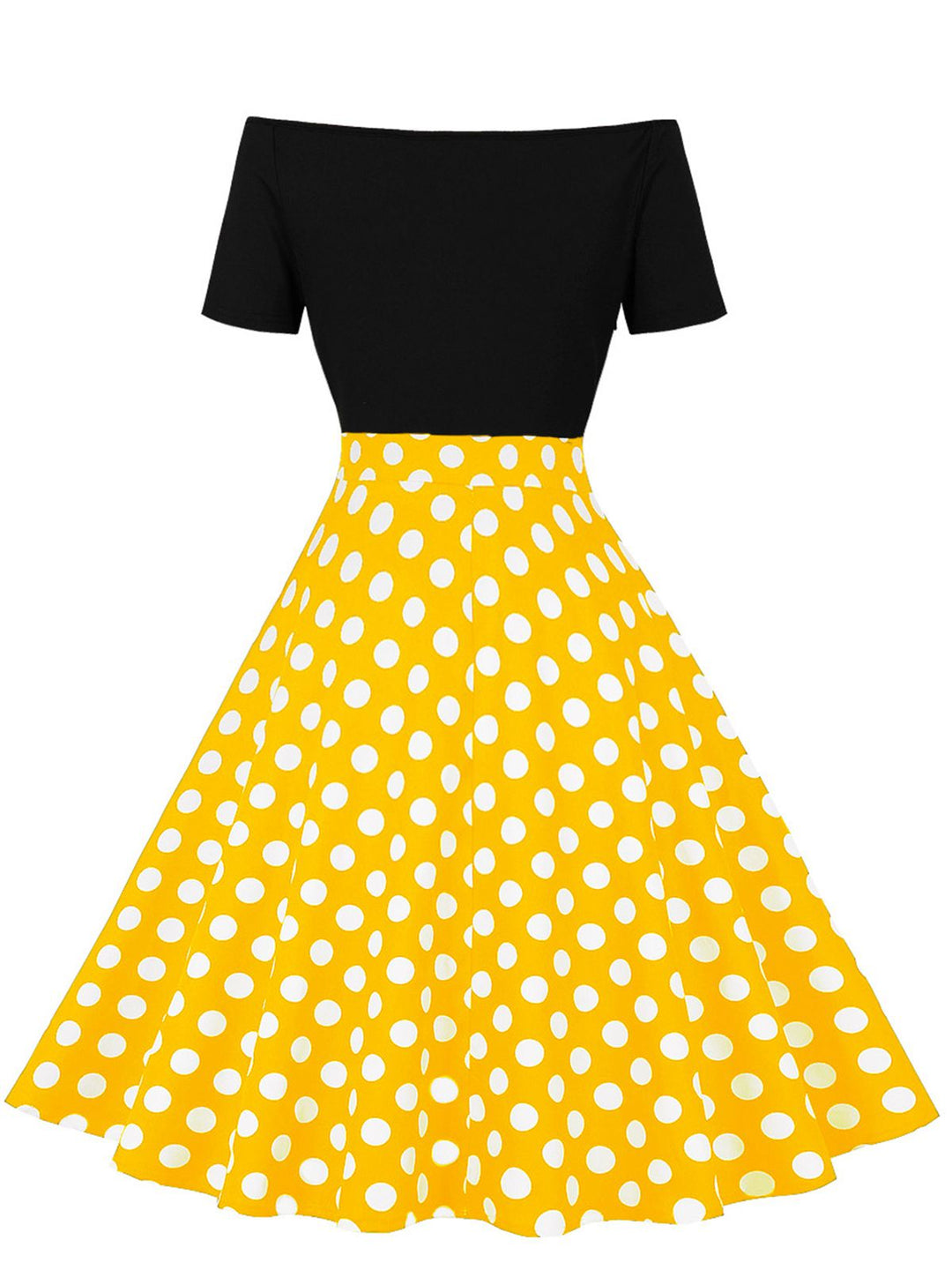 1950s Polka Dot Patchwork Short Sleeves Dress, vintage dress, retro fashion, rockabilly, pin-up fashion - perfect for women who love vintage and retro fashion