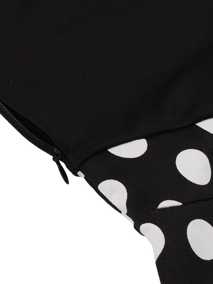 1950s Polka Dot Patchwork Short Sleeves Dress, vintage dress, retro fashion, rockabilly, pin-up fashion - perfect for women who love vintage and retro fashion
