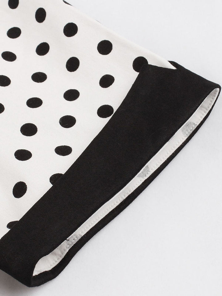 1950s Polka Dot Patchwork Swing Dress — vintage elegance for the modern woman