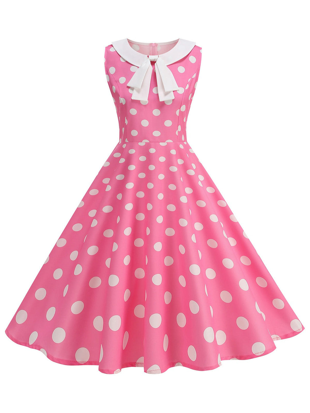 1950s Polka Dot Peter Pan Collar Sleeveless Dress - vintage dress, retro fashion, rockabilly