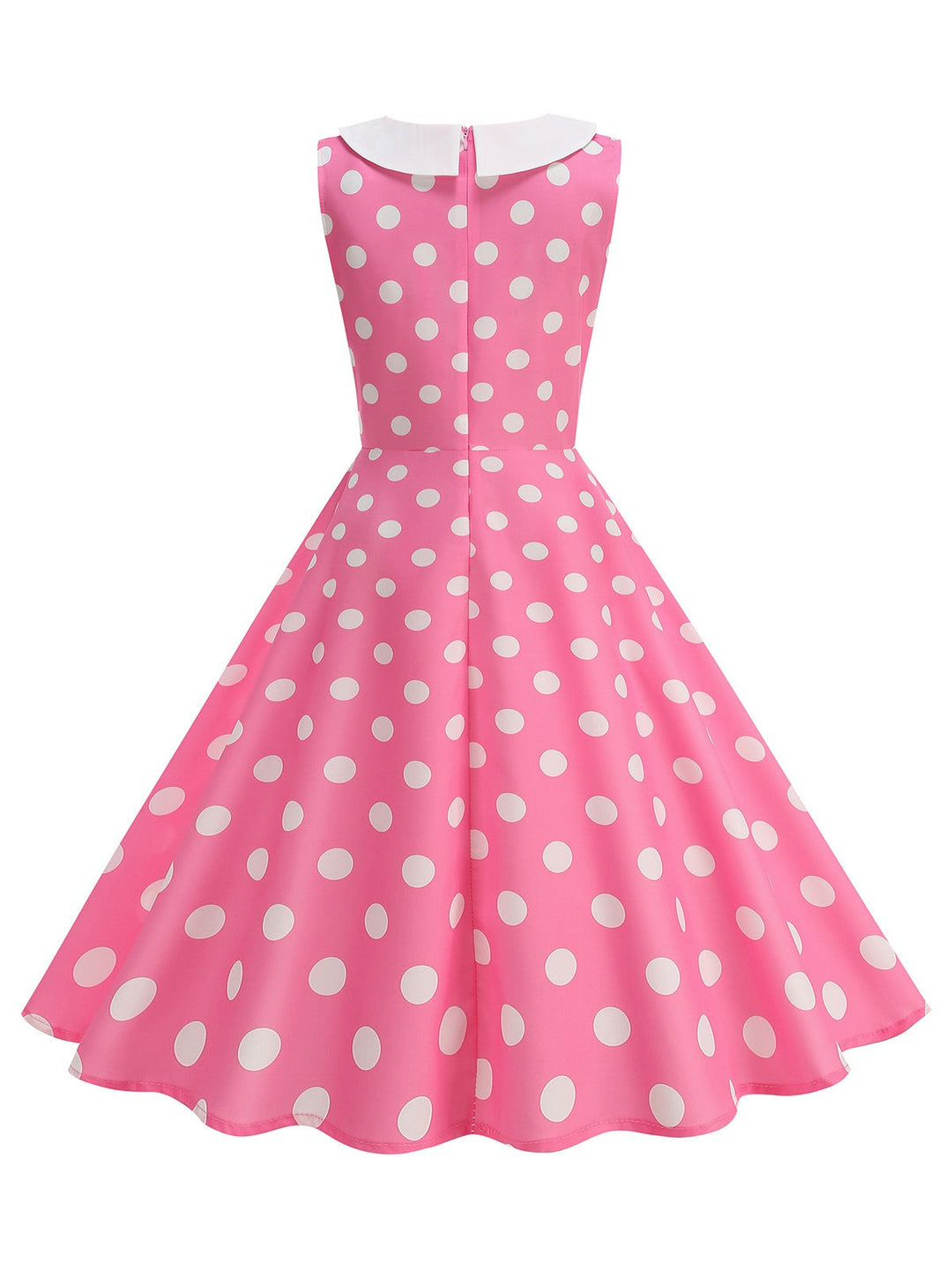 1950s Polka Dot Peter Pan Collar Sleeveless Dress - vintage dress, retro fashion, rockabilly