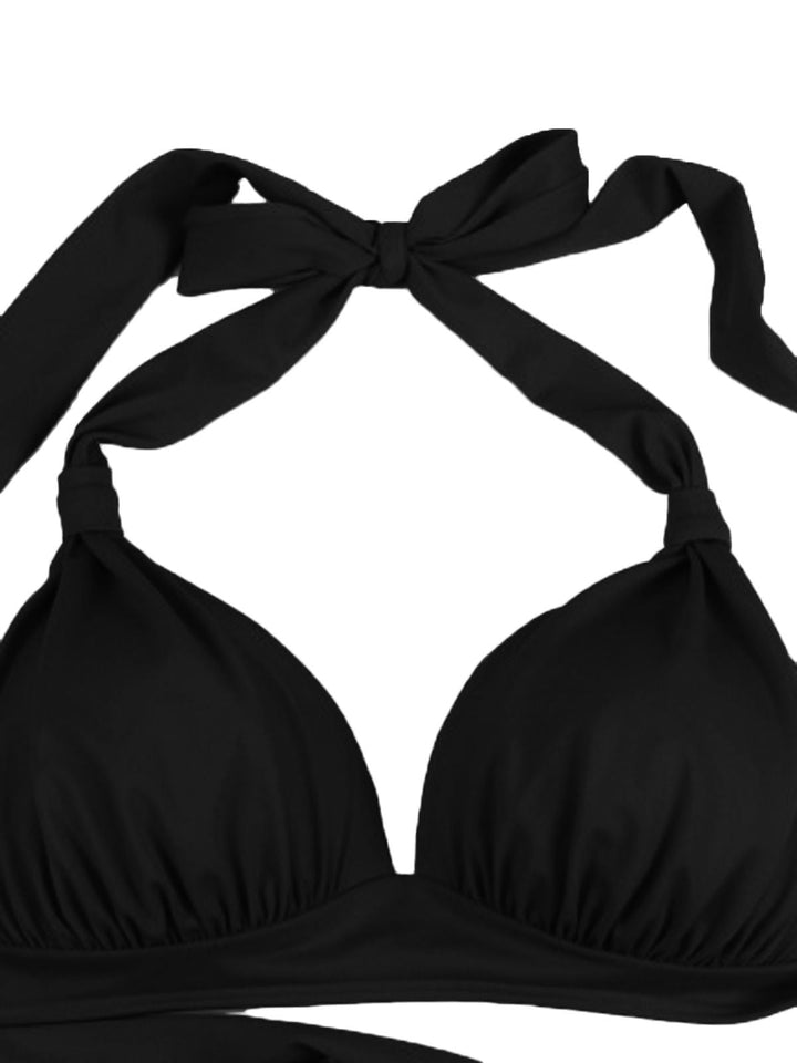 Polka Dot Pleated Halter Bikini — vintage elegance for the modern woman