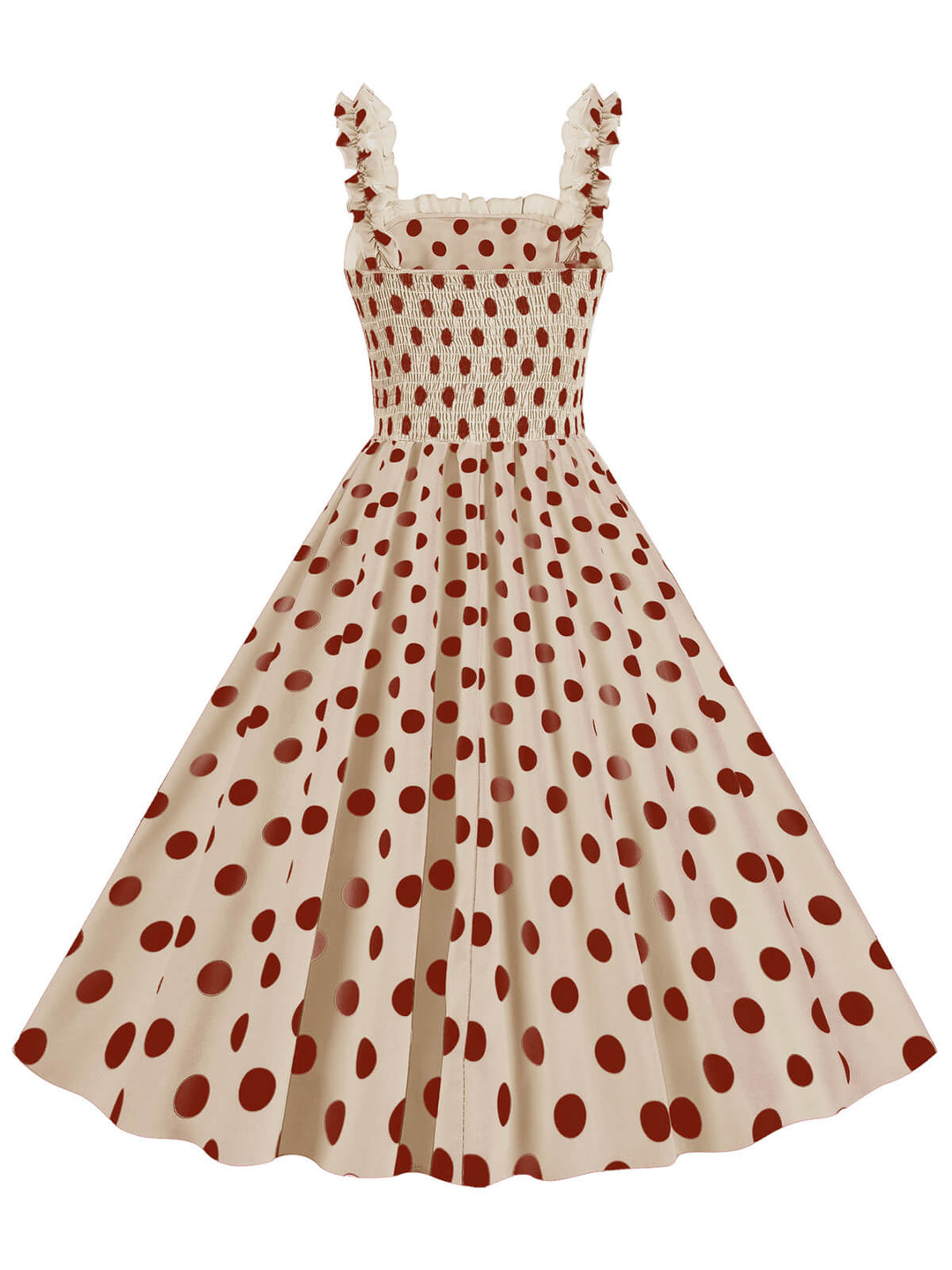 1950s Polka Dot Smocking Strap Dress, vintage dress, retro fashion, rockabilly, pin-up fashion - perfect for women who love vintage and retro fashion