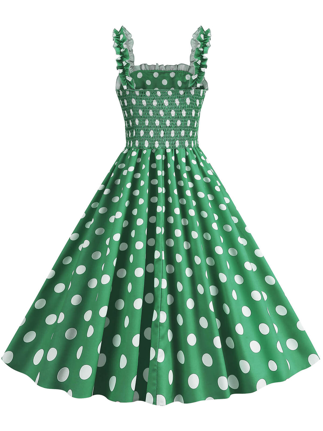 1950s Polka Dot Smocking Strap Dress, vintage dress, retro fashion, rockabilly, pin-up fashion - perfect for women who love vintage and retro fashion
