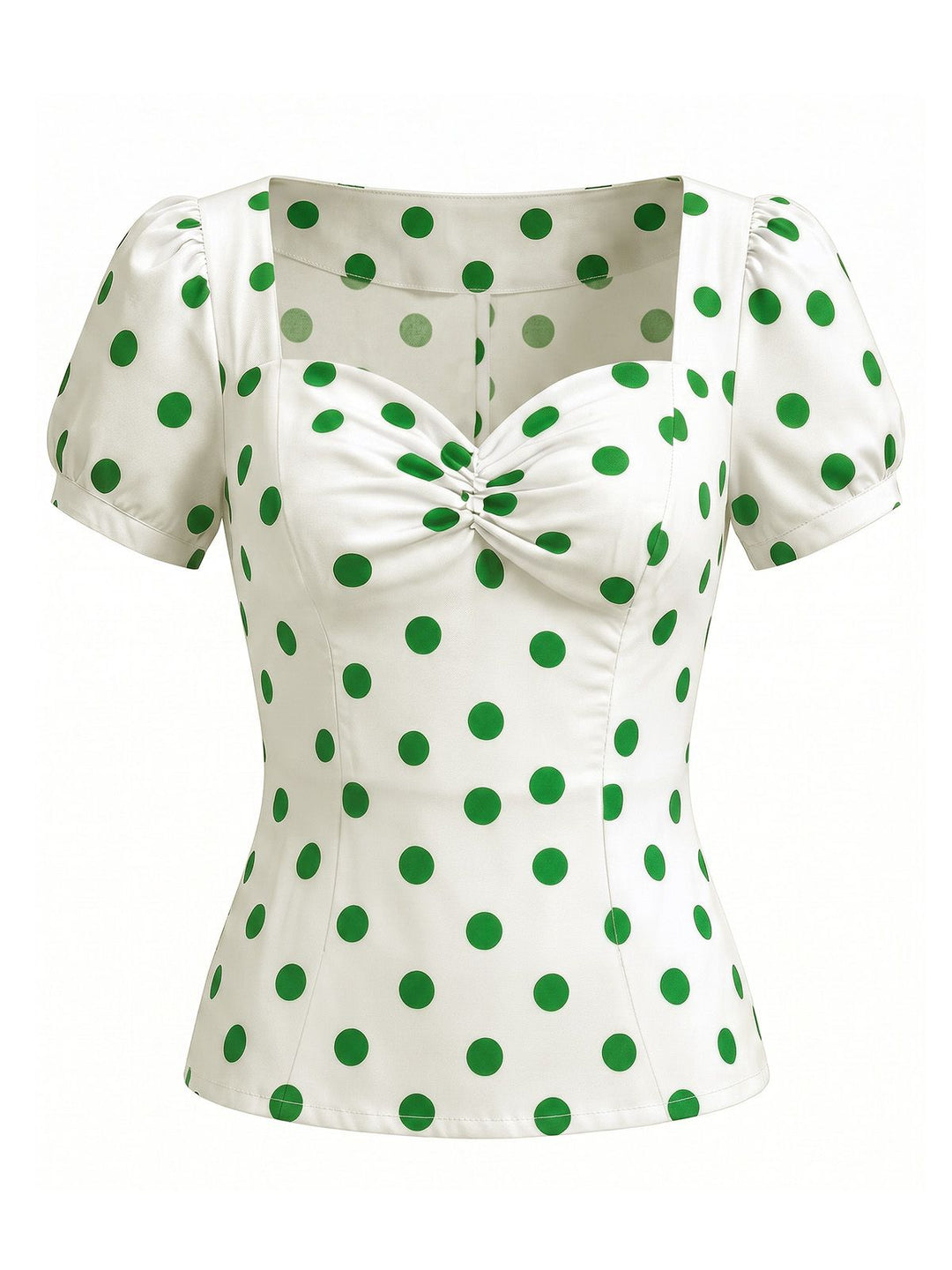 1950s Polka Dots Fitted Puff Bleeve Top, vintage top, retro blouse - perfect for women who love vintage and retro fashion