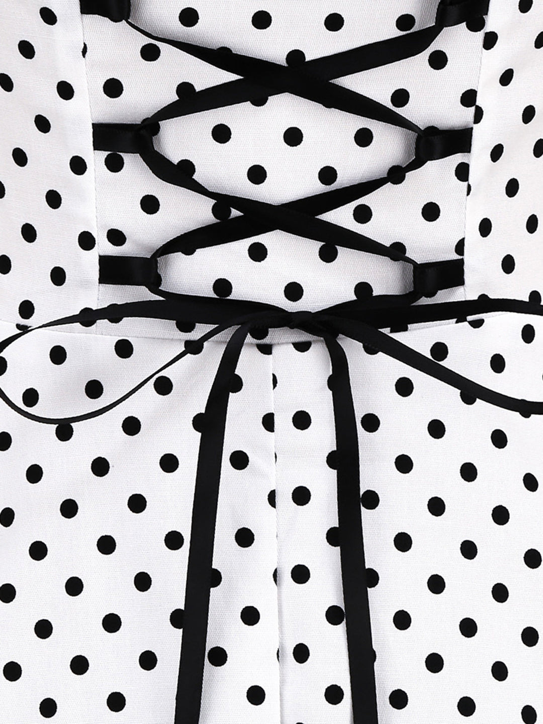 1950s Polka Dots Lace Up Halter Swing Dress — the kind of 1950s dress that makes strangers smile