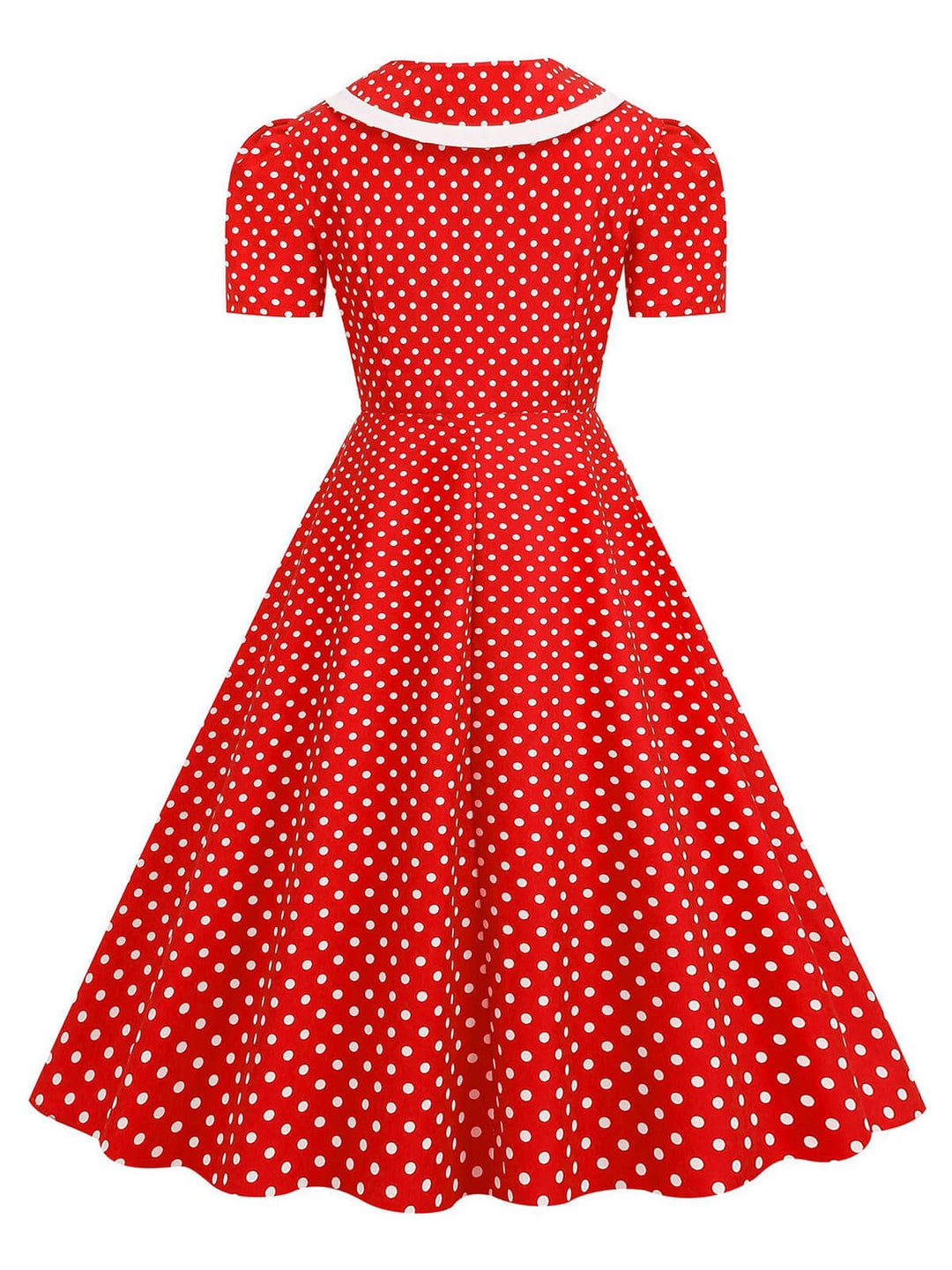 1950s Polka Dots Lapel Bowknot Swing Dress, vintage dress, retro fashion, rockabilly, pin-up fashion - perfect for women who love vintage and retro fashion