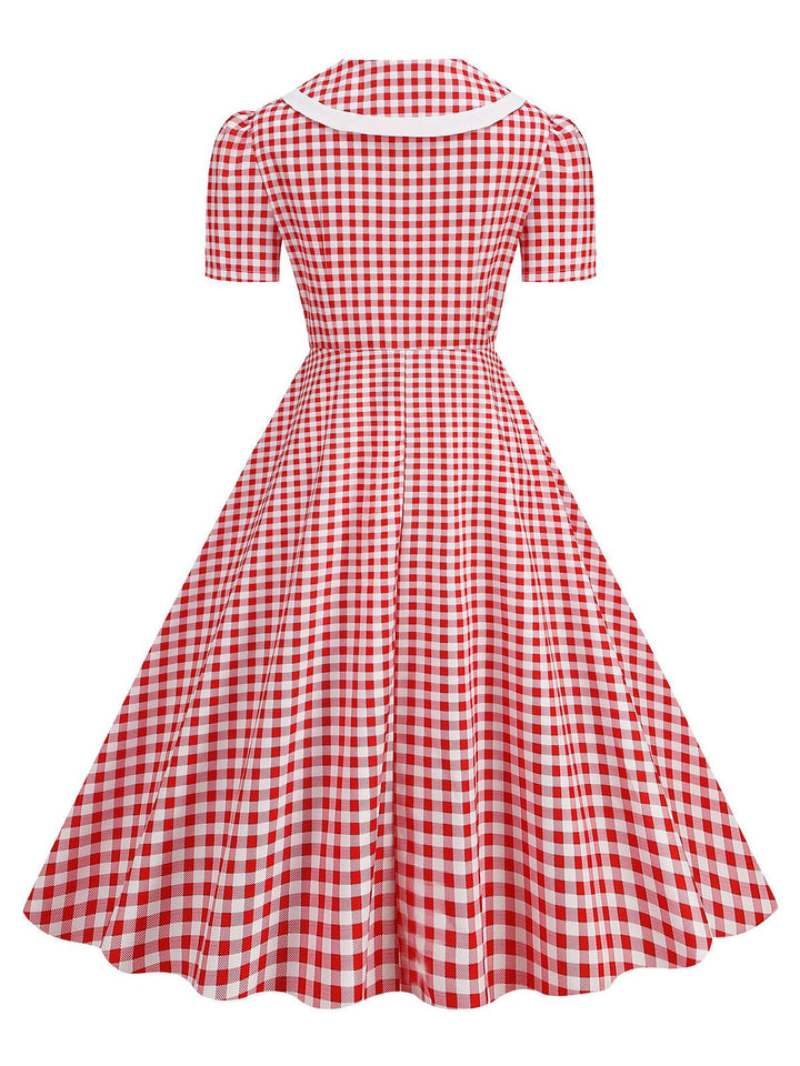 1950s Polka Dots Lapel Bowknot Swing Dress, vintage dress, retro fashion, rockabilly, pin-up fashion - perfect for women who love vintage and retro fashion