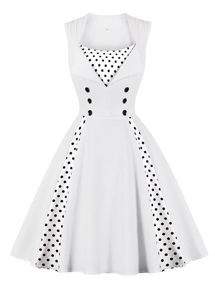 1950s Polka Dots Lapel Patchwork Swing Dress — vintage elegance for the modern woman