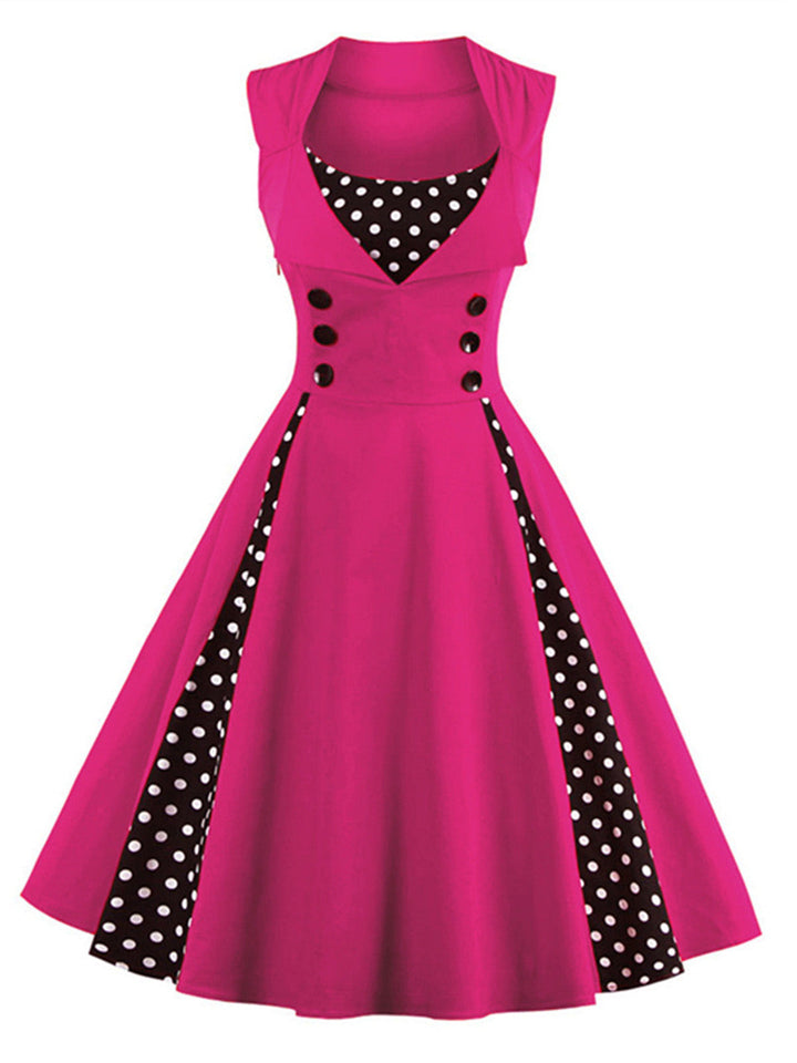 1950s Polka Dots Lapel Patchwork Swing Dress: timeless style reimagined