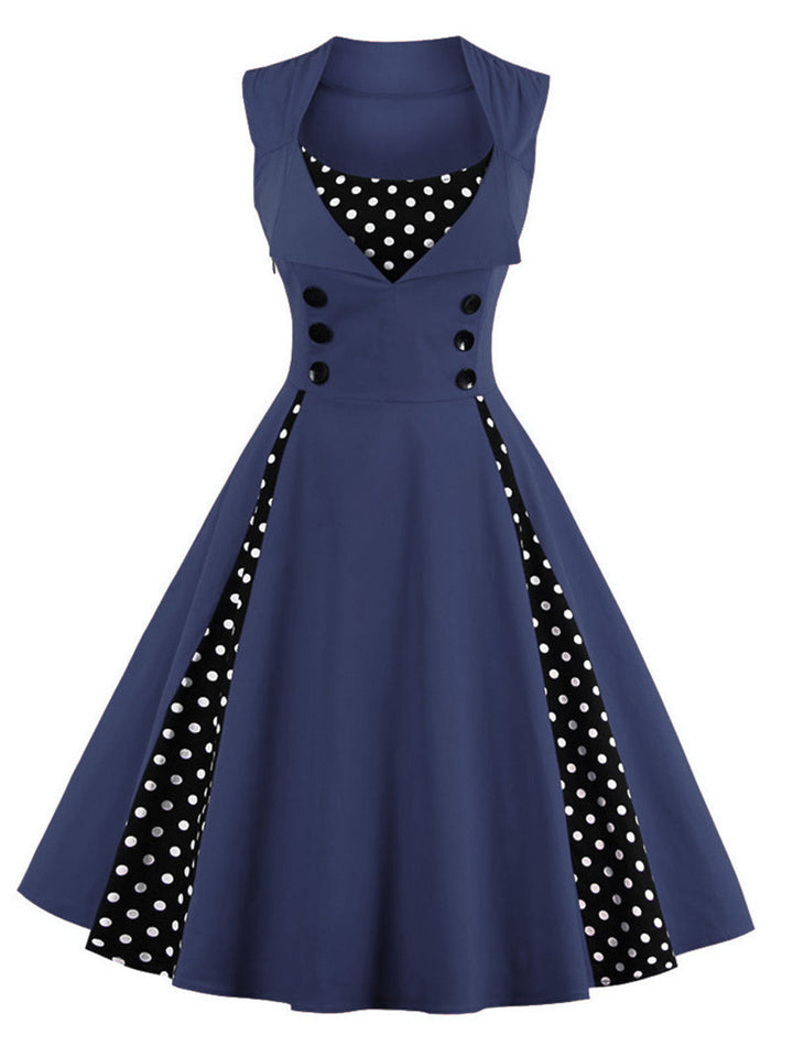 1950s Polka Dots Lapel Patchwork Swing Dress: timeless style reimagined
