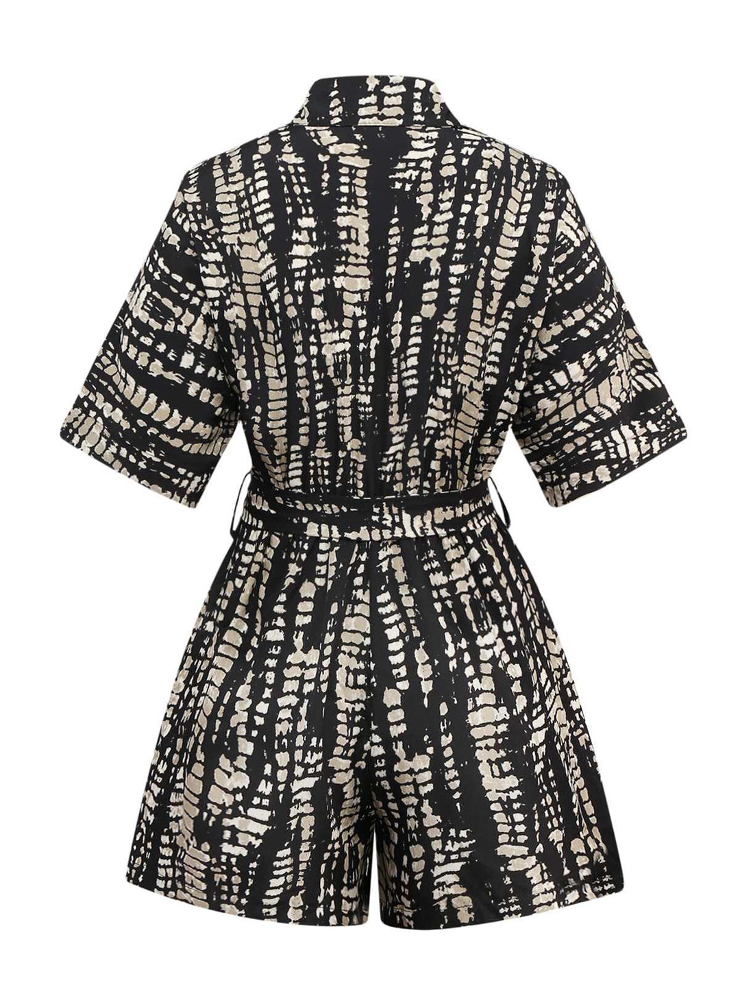 1950s Print Tie Waist Shirt Romper - vintage jumpsuit, retro fashion