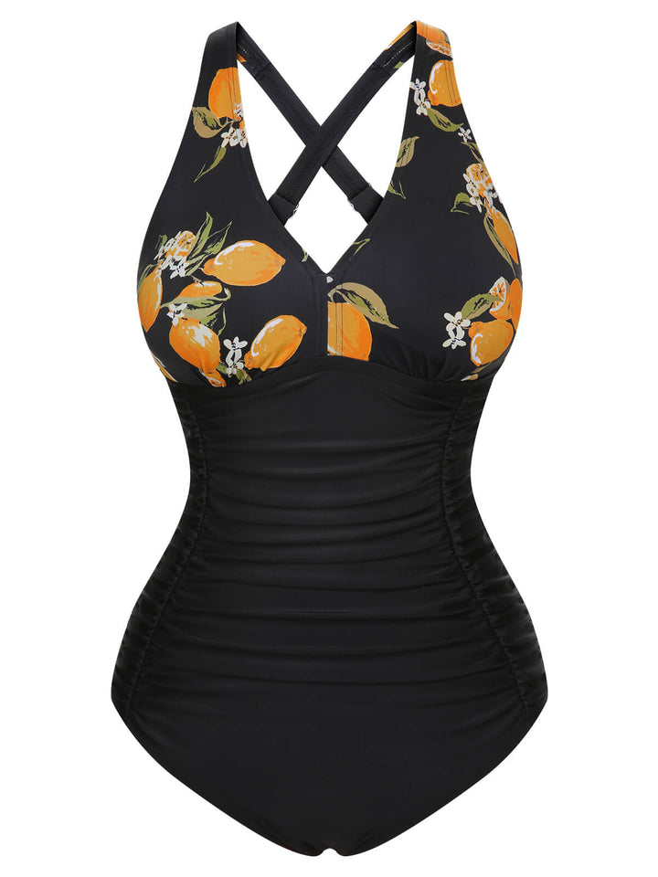 This 1950s Printed One-Piece Swimsuit carries 1950s vacation dreams in every stitch