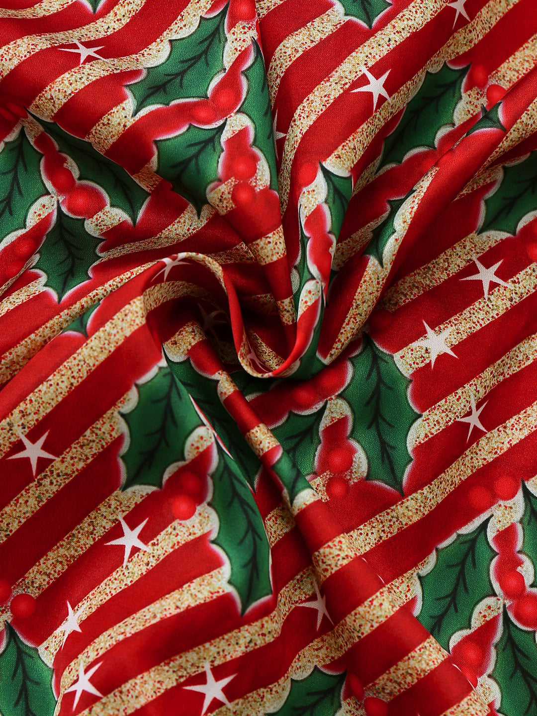 Red Holly &amp; Candy Cane Stripes Feather Pajama Set - vintage fashion, retro style, elegant red