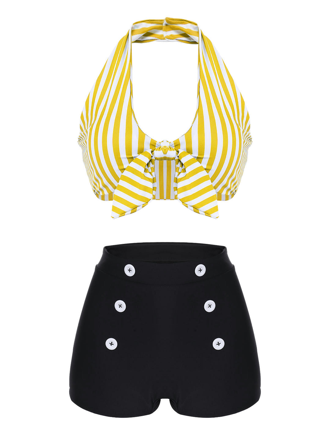 1950s Retro Halter Stripes Bikini Set - vintage fashion, retro style