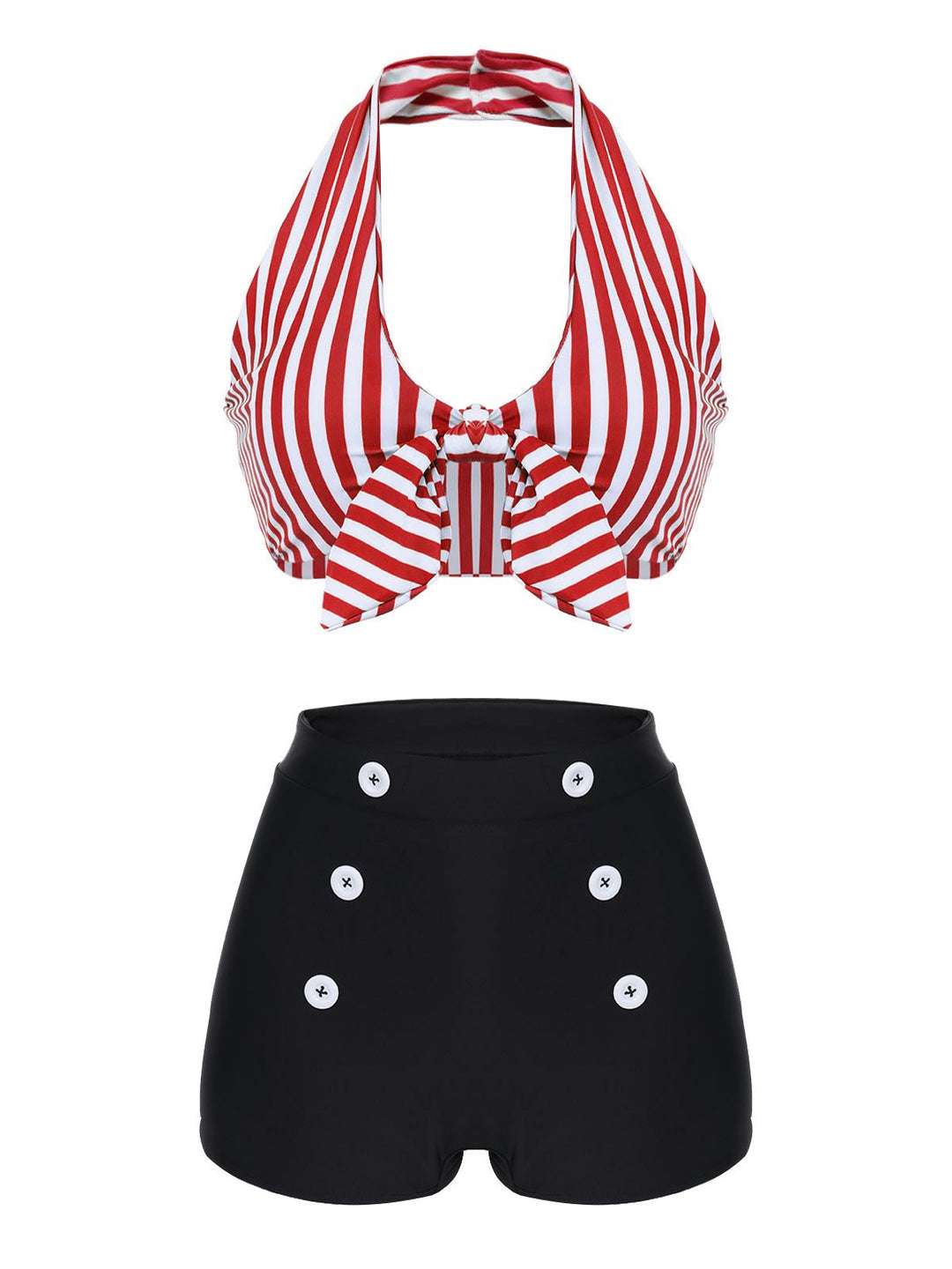 1950s Retro Halter Stripes Bikini Set - vintage fashion, retro style