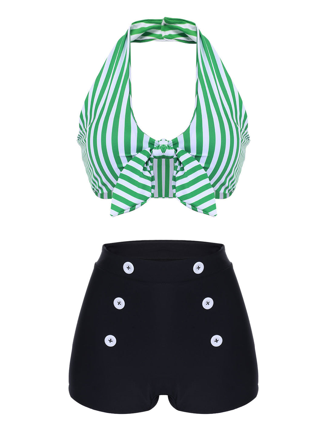 1950s Retro Halter Stripes Bikini Set - vintage fashion, retro style