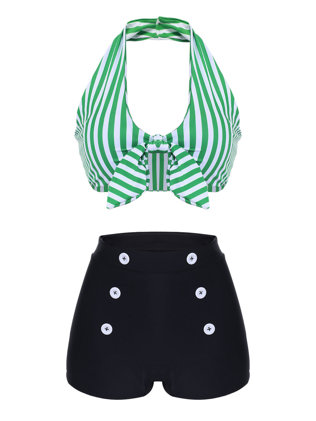 1950s Retro Halter Stripes Bikini Set - vintage fashion, retro style