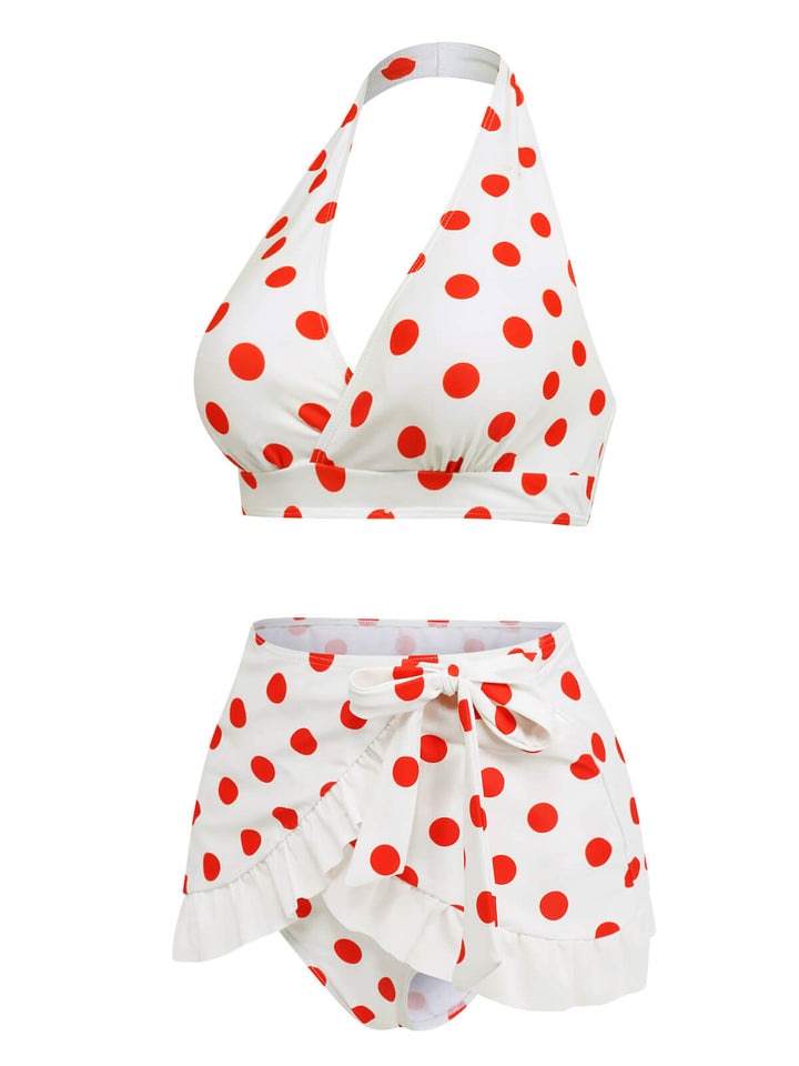 1950s Retro Polka Dots Bikini Set &amp; Apron — vintage elegance for the modern woman