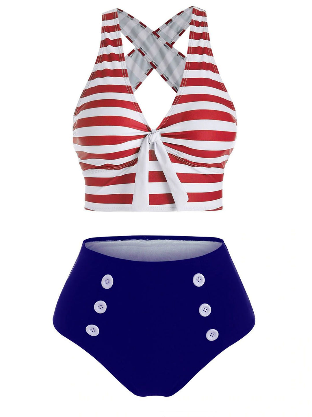 Retro Strap Stripes Criss Cross Bikini: timeless style reimagined