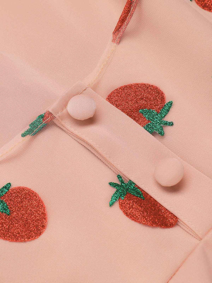 2PCS Pink 1950s Halter Strawberry Romper &amp; Umbrella Skirt - vintage skirt, retro style