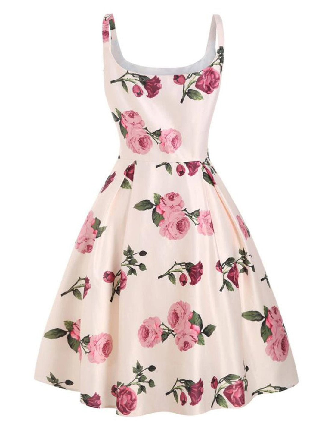 1950s Rose Floral Swing Dress, classic 1950s style elegant retro fashion - Image 2