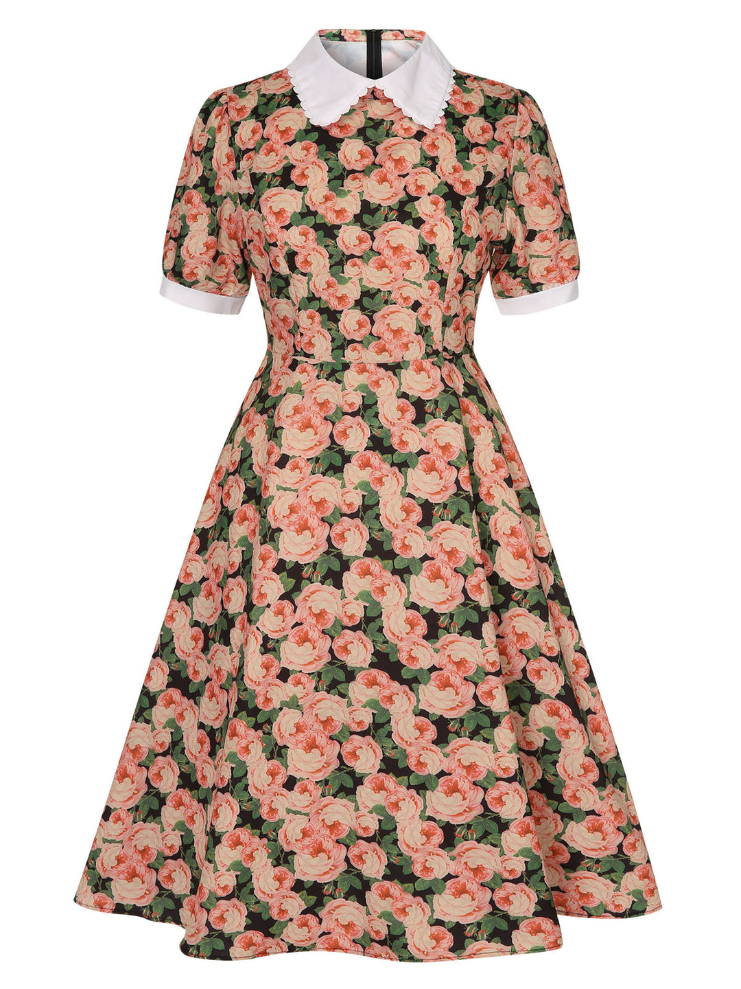 1950s Rose Lapel Puff Swing Dress, vintage dress, retro fashion, rockabilly, pin-up fashion - perfect for women who love vintage and retro fashion