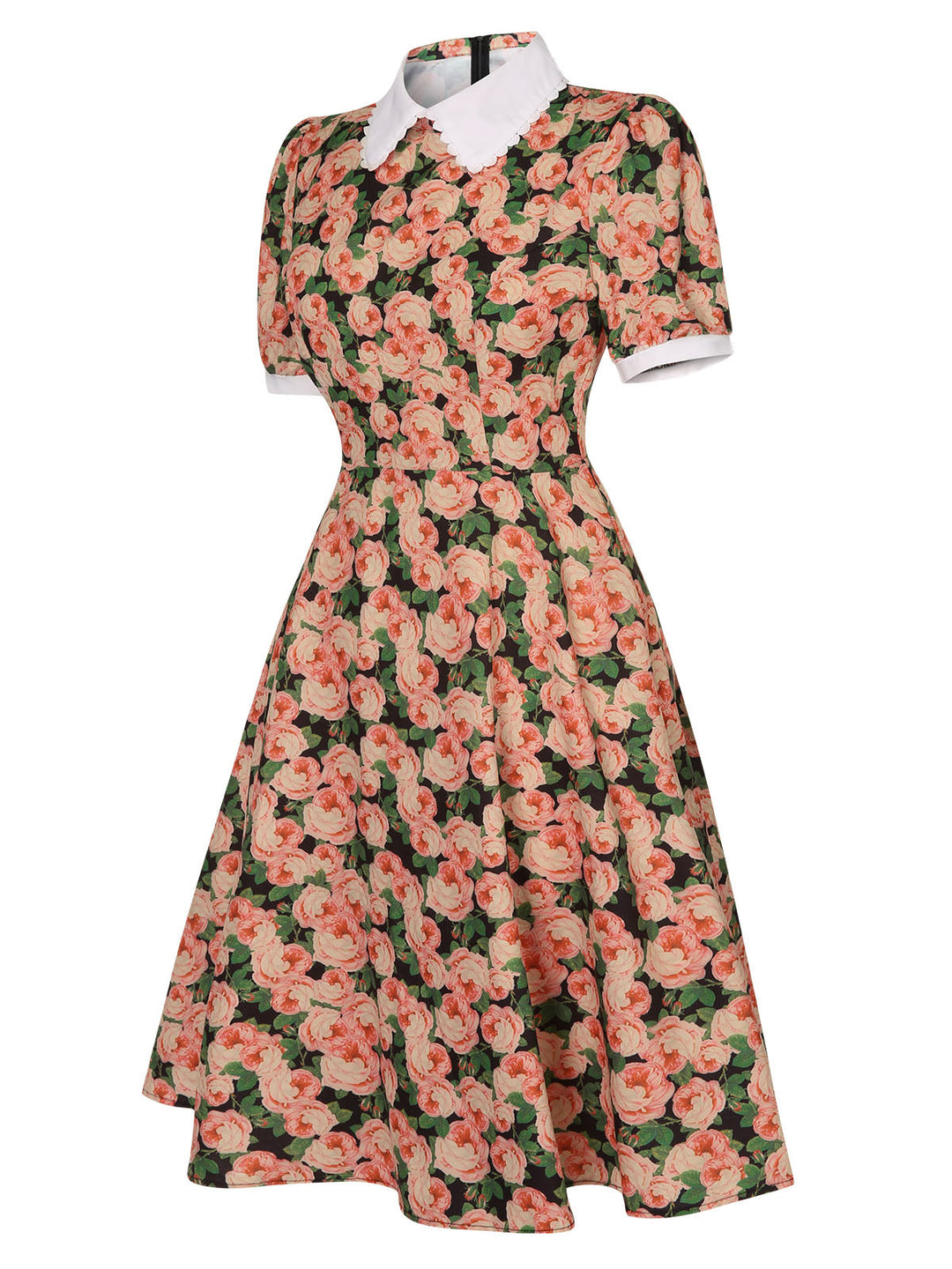 1950s Rose Lapel Puff Swing Dress, vintage dress, retro fashion, rockabilly, pin-up fashion - perfect for women who love vintage and retro fashion