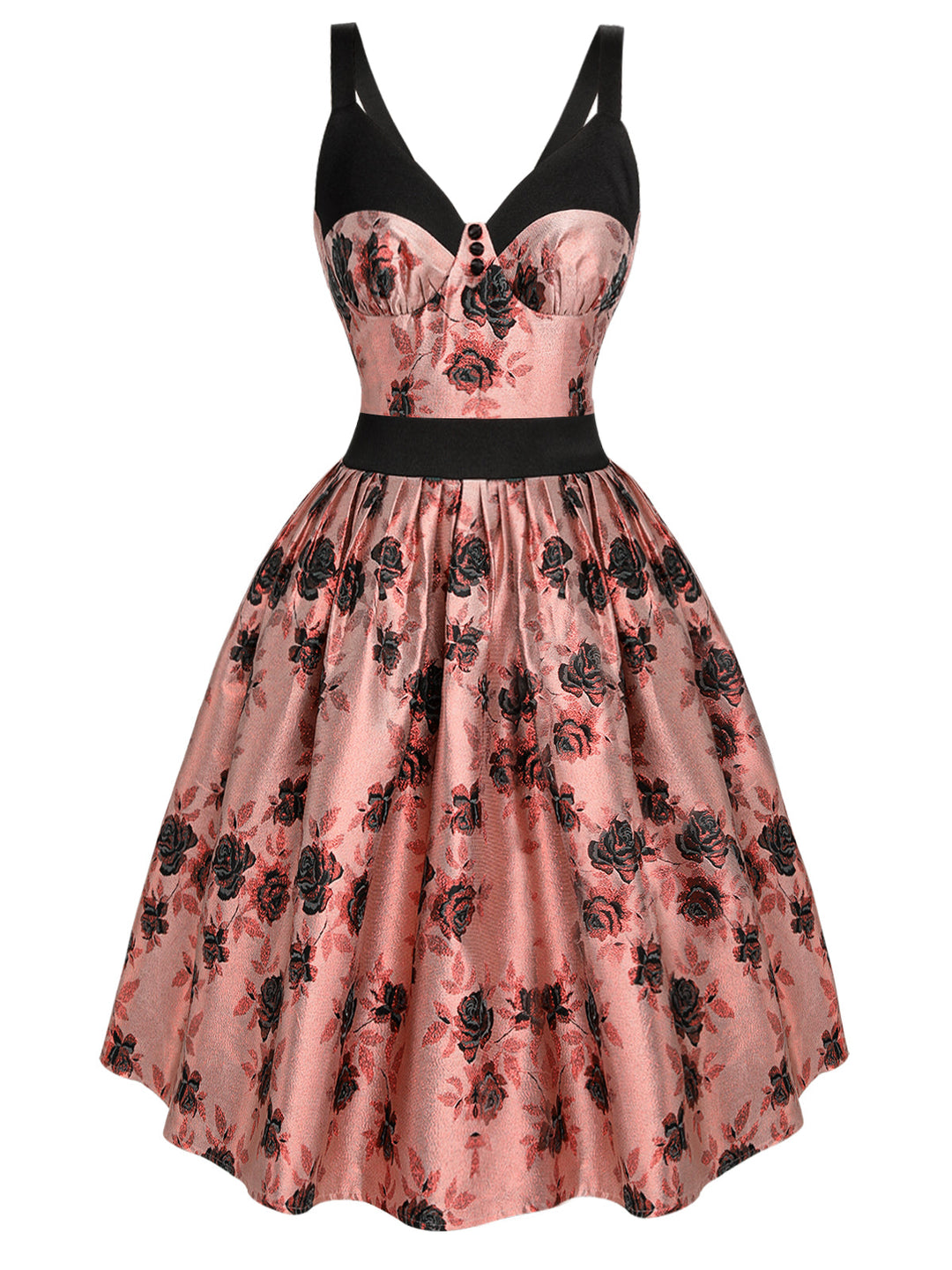 1950s Roses Embossed Satin Swing Dress, vintage dress, fashion, rockabilly, pin-up fashion - perfect for women who love vintage and fashion