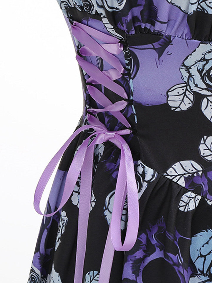 1950s Roses Straps Lace-Up Pleated Dress — the kind of 1950s dress that makes strangers smile