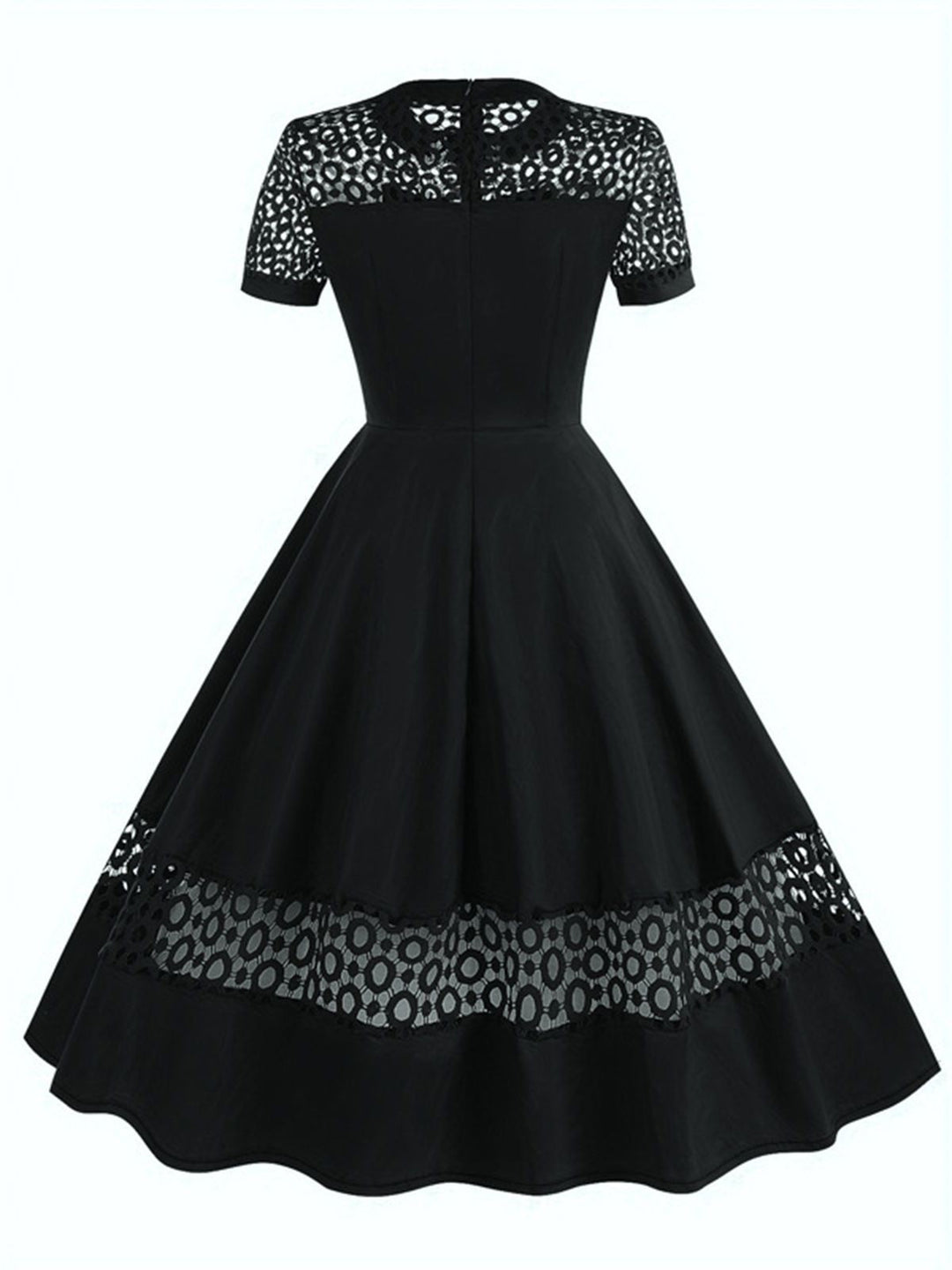 1950s Round Neck Hollow Solid Dress — the kind of 1950s dress that makes strangers smile