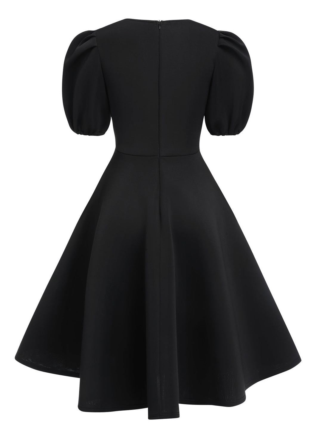 1950s Round Neck Puff Sleeve A-Line Dress: where 1950s romance meets her modern spirit