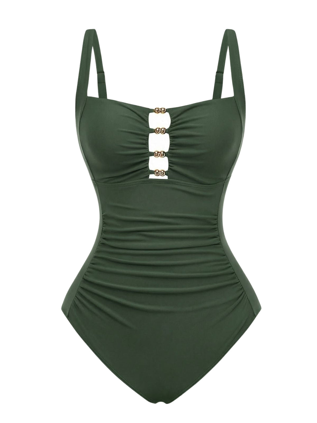 1950s Ruched Cutout Tummy Control One-Piece Swimsuit: beautiful vintage swimwear, retro swimsuit, pin-up style with timeless appeal