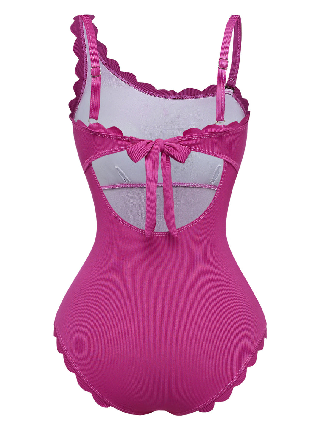 Pink Ruffle Slim Bikini One Piece One Piece Swimsuit 4