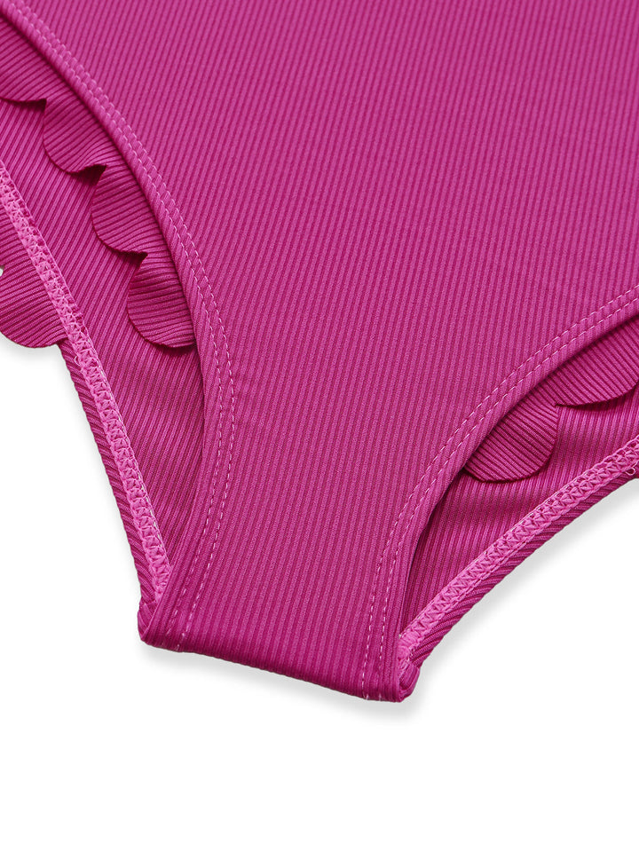 Pink Ruffle Slim Bikini One Piece One Piece Swimsuit 5