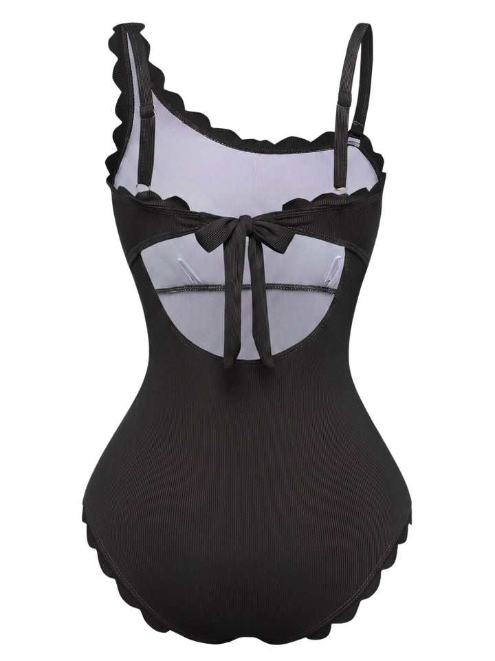 Pink Ruffle Slim Bikini One Piece One Piece Swimsuit 2
