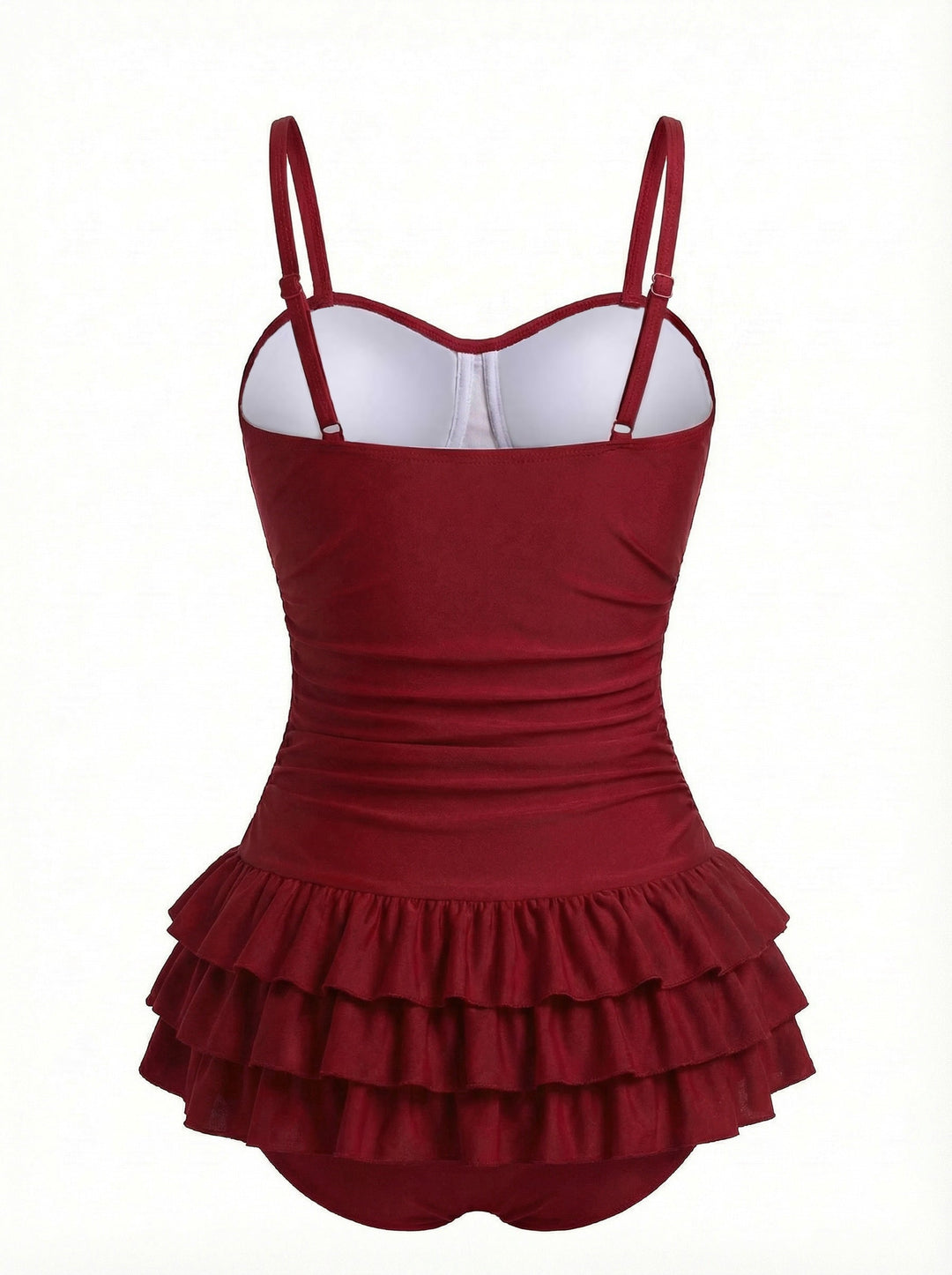 1950s Ruffled Ruched Tiered One-Piece Swimsuit - vintage swimwear, retro beach style for women