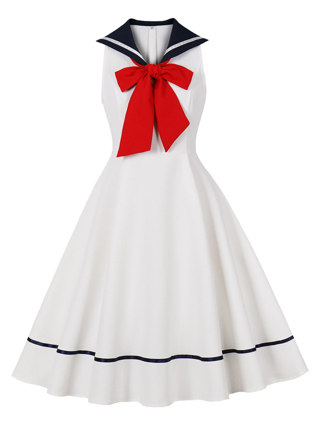 1950s-Sailor-Red-Bow-Sleeveless-Swing-Dress, vintage, retro, dress