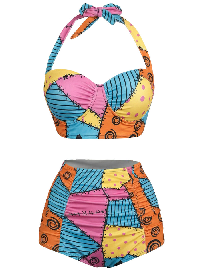 Sally Lace-Up Halter Swimsuit - vintage swimwear, retro beach style for women