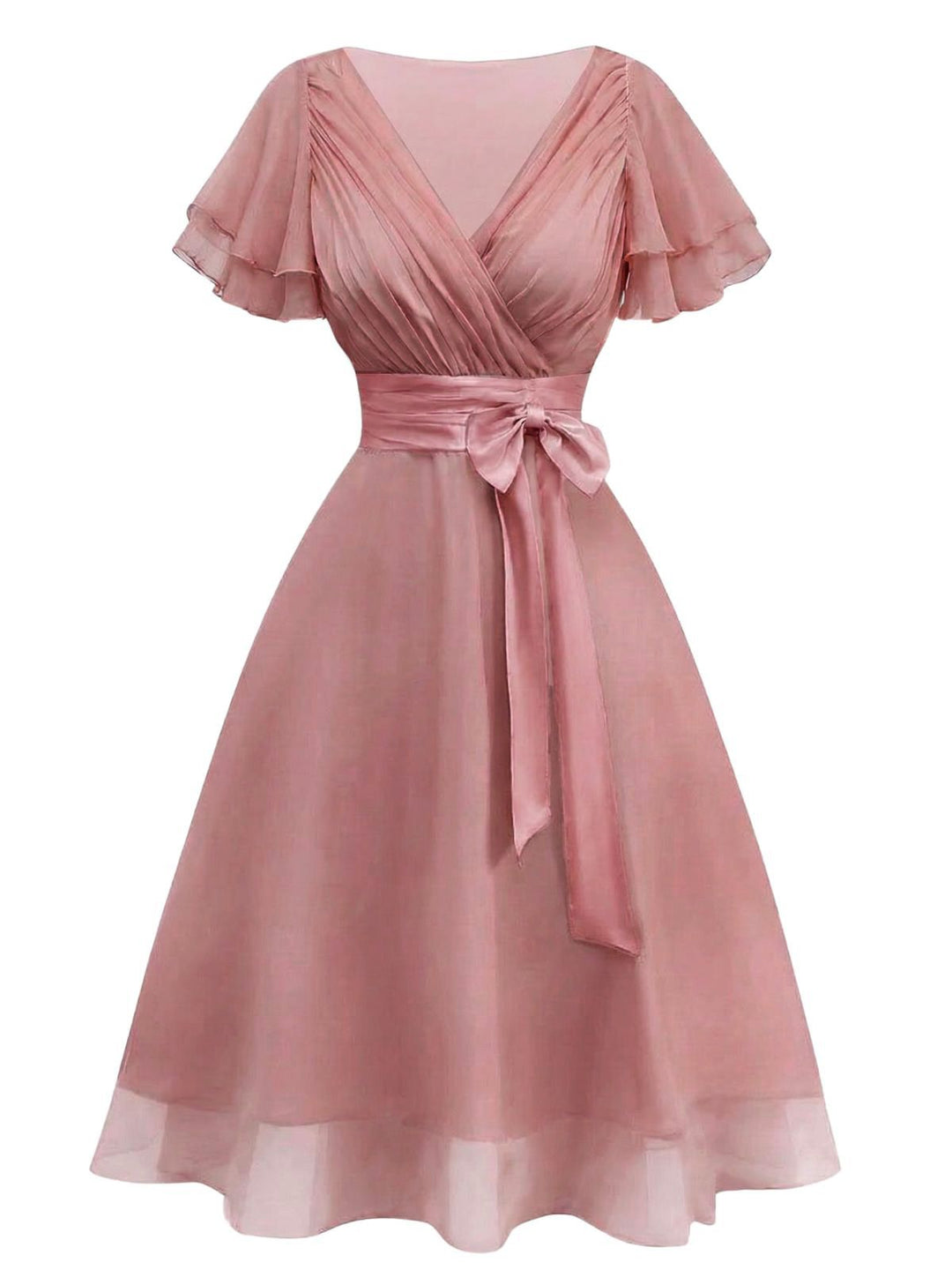Champagne 1950s Satin Belt Tulle Cocktail Dress, vintage dress, retro fashion, rockabilly, pin-up fashion - perfect for women who love vintage and retro fashion