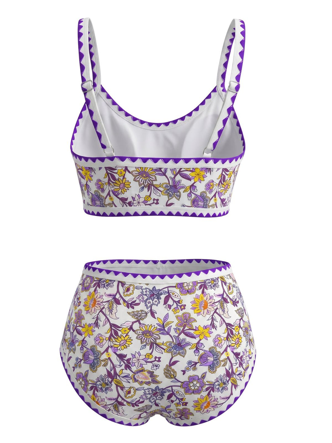 Scoop Neck Floral High-Waist Bikini Set, vintage swimsuit, swimwear - perfect for women who love vintage and retro fashion