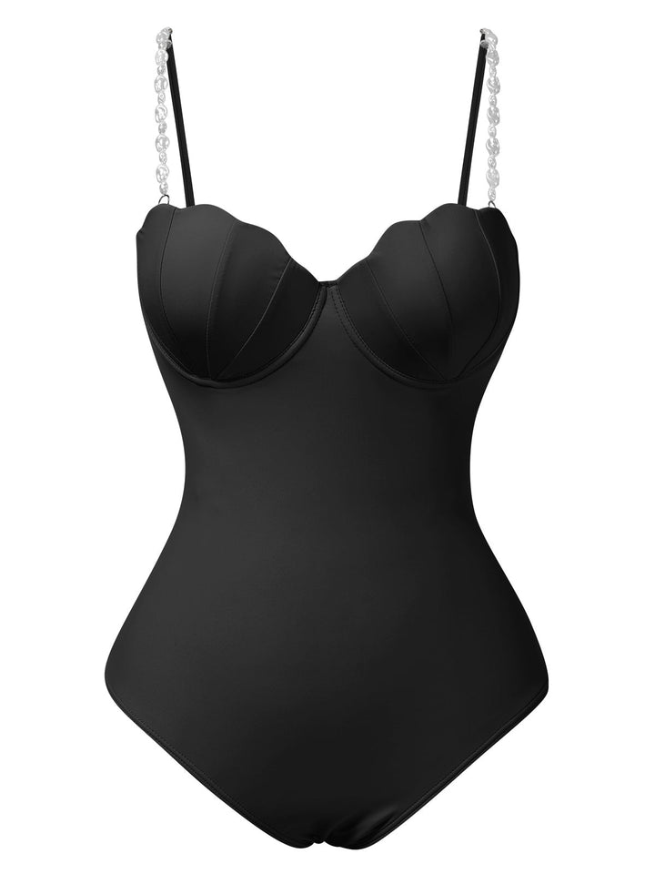1950s Seashell Pearl Straps OnePiece | 1950s | vintage swimsuit, retro beachwear