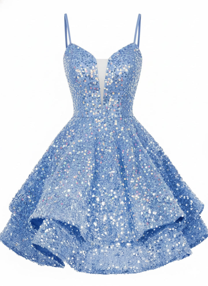 1950s Sequin Deep V-Neck Lace-UP Mini Party Dress - vintage dress, retro fashion, rockabilly