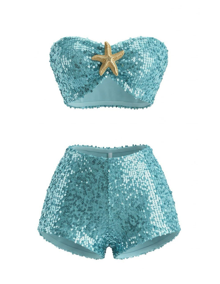 Sequin-Starfish-Bandeau-Bikini-Set, vintage, retro, swimwear