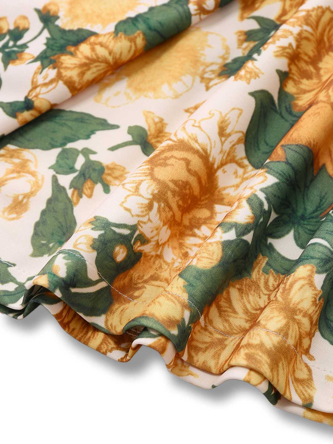 2PCS Yellow 1950s Floral Wide Strap Top &amp; Mini Skirt - vintage skirt, retro style