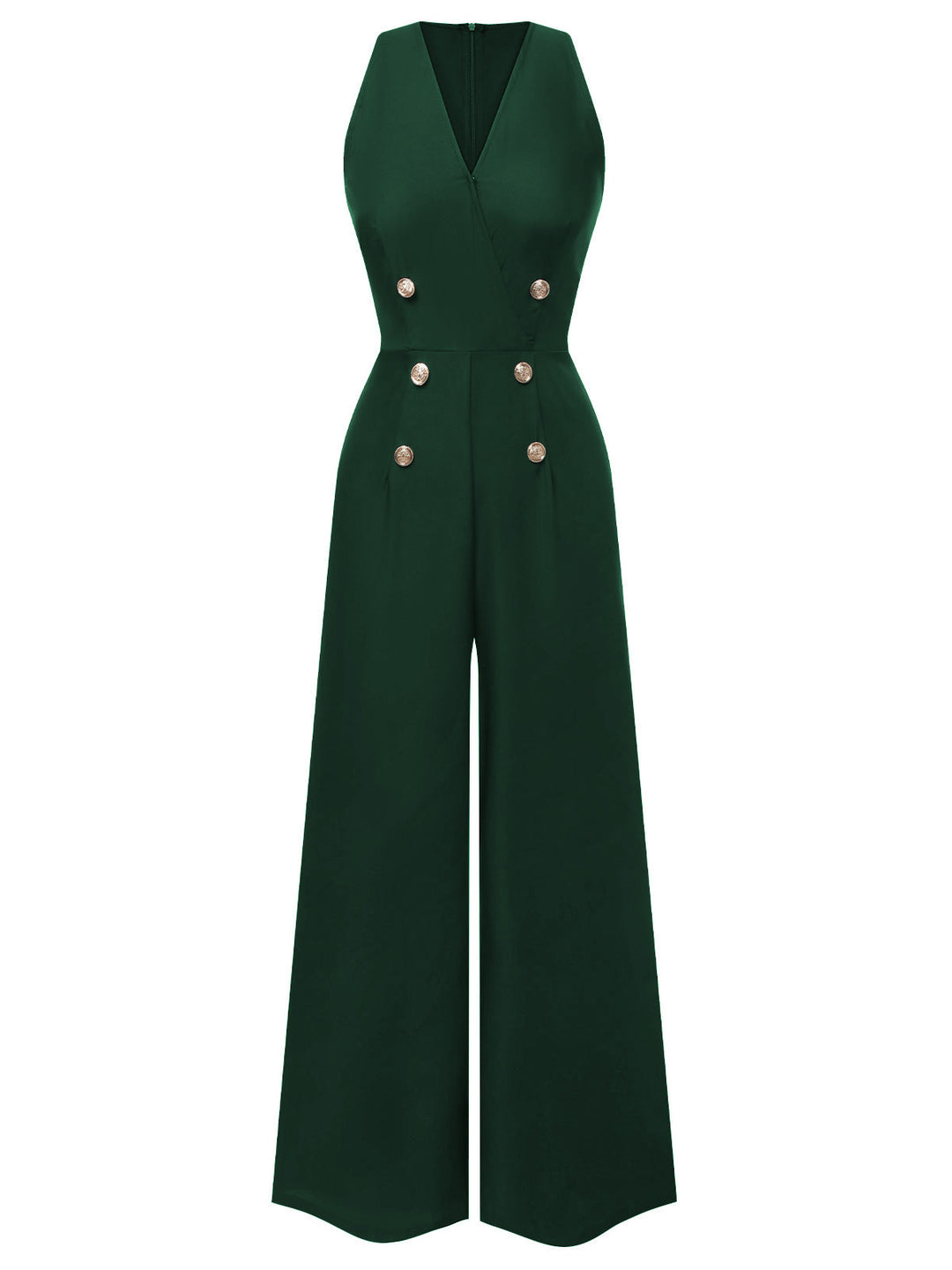 1950s Sleeveless Buttoned Solid Jumpsuit | 1950s | vintage romper, retro jumpsuit