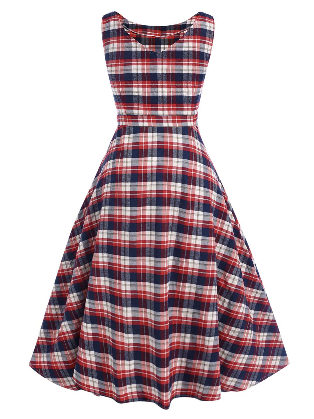 1950s Sleeveless Plaid Belted Swing Dress, vintage dress, retro fashion, rockabilly, pin-up fashion - perfect for women who love vintage and retro fashion