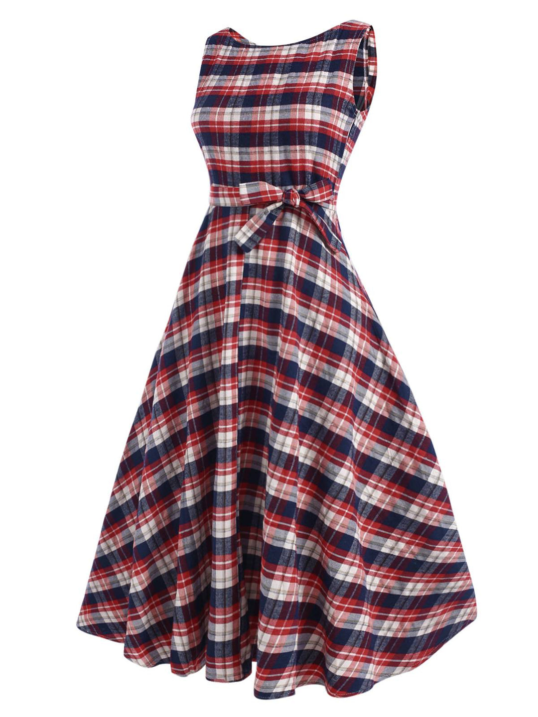 1950s Sleeveless Plaid Belted Swing Dress, vintage dress, retro fashion, rockabilly, pin-up fashion - perfect for women who love vintage and retro fashion