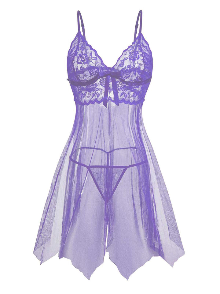 Slip Lace Bow Sheer Nightdress - vintage dress, retro fashion, rockabilly